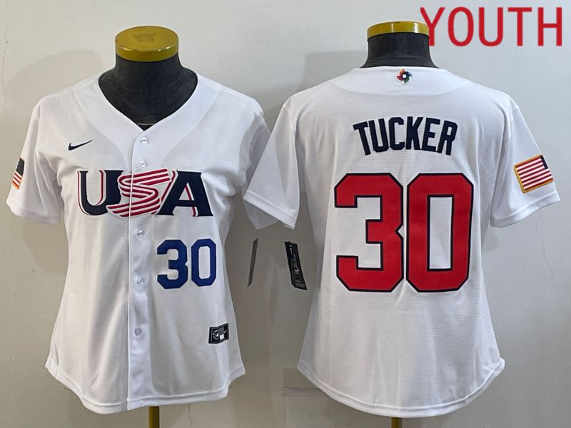 Youth 2023 World Cub USA #30 Tucker White MLB Jersey3->youth mlb jersey->Youth Jersey